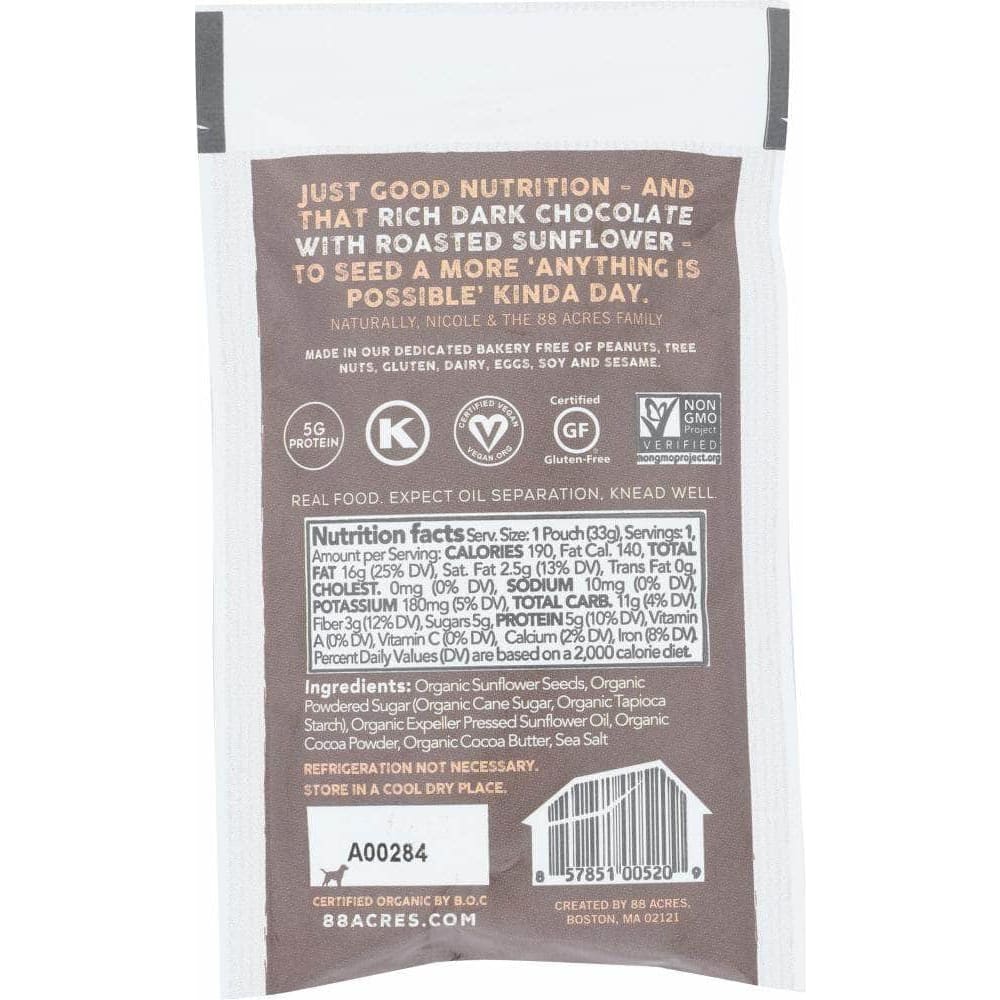 88 Acres 88 Acres Dark Chocolate Sunflower Seed Butter, 1.16 oz