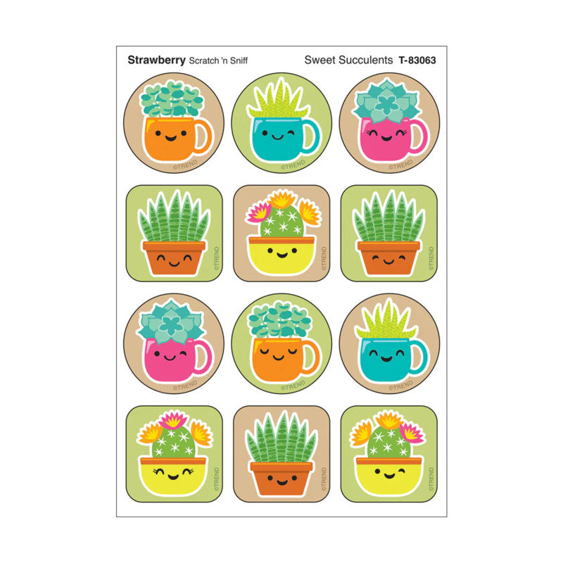 Stinky Stickers Strawberry Scent Sweet Succulents (Pack of 12)