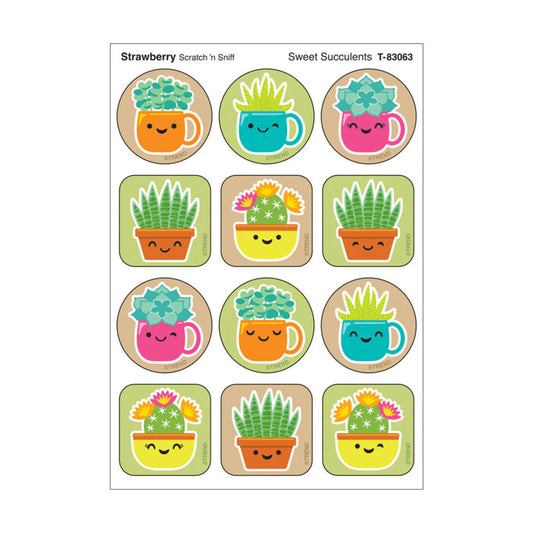 Stinky Stickers Strawberry Scent Sweet Succulents (Pack of 12)