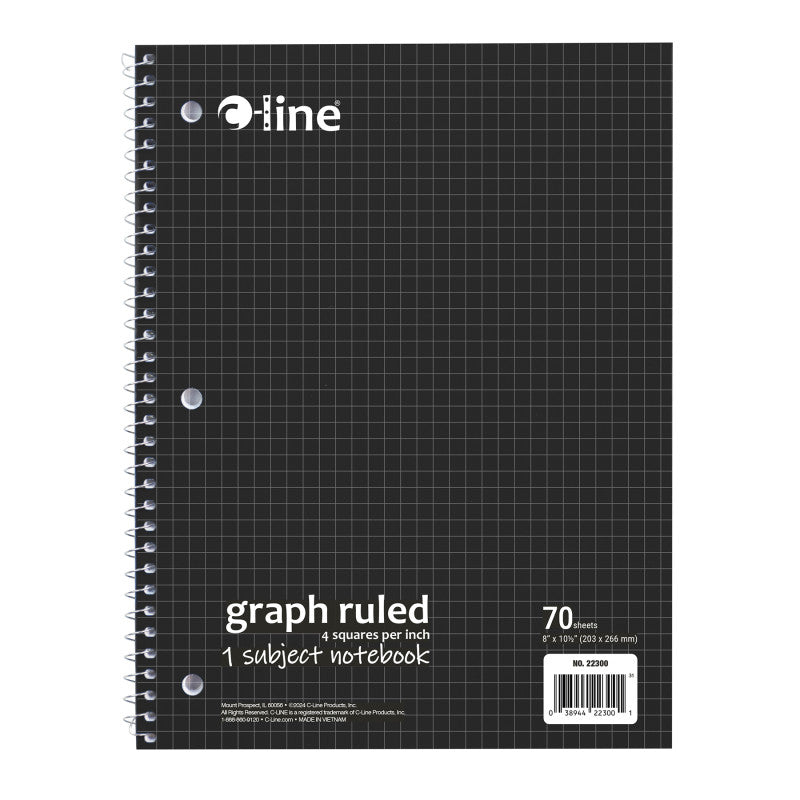 1-Subject Notebook Graph Ruled 4X4 Black (Pack of 12)