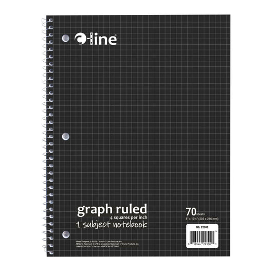 1-Subject Notebook Graph Ruled 4X4 Black (Pack of 12)