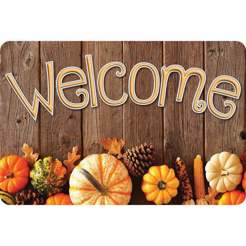 Welcome Mat 15.5X23.5 Pumpkin Wood (Pack of 2)