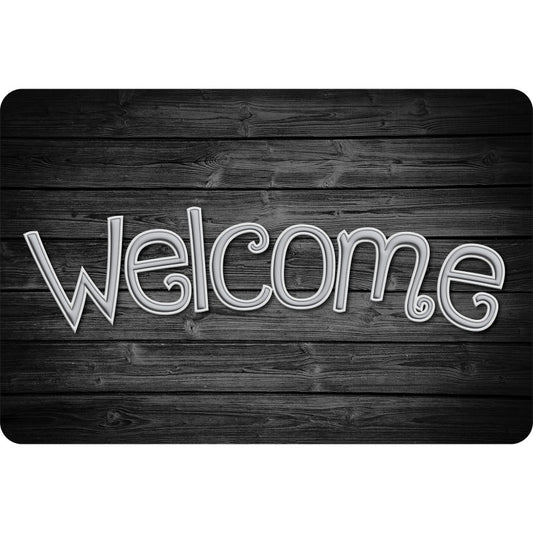 Welcome Mat 15.5X23.5In Black Wood (Pack of 2)