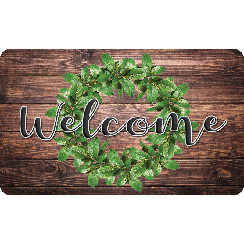 Welcome Mat 18X30 Green Wreath Wood (Pack of 2)