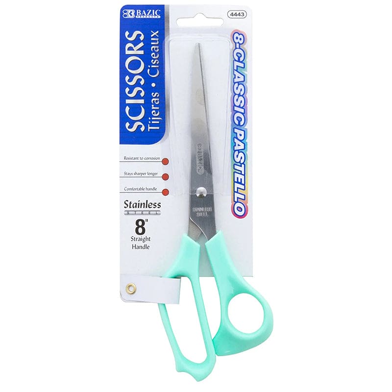 8In Scissors Pastel Classic Stainless Steel (Pack of 12) - Scissors - Bazic Products