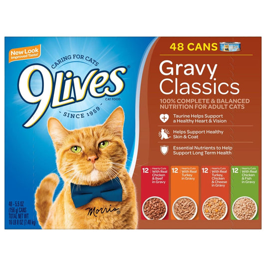 9 Lives Gravy Classics Wet Cat Food Variety Pack 48 pk. - 9