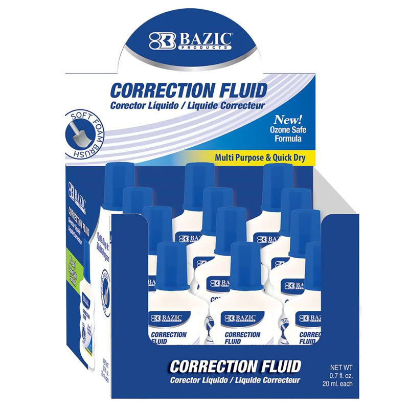 Correction Fluid with  Foam Brush (Pack of 12)