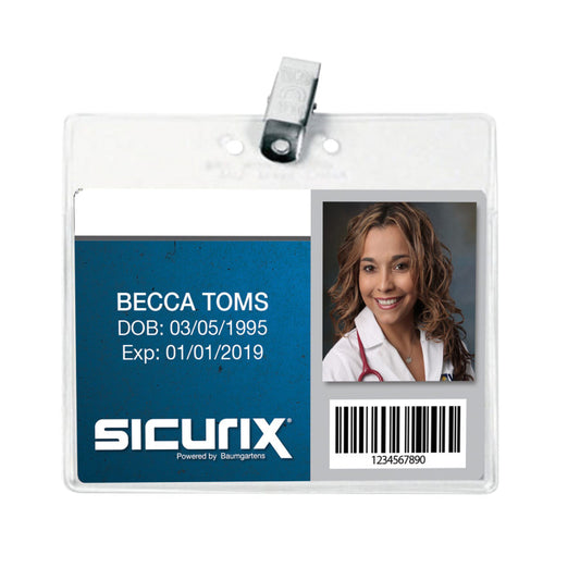 Id Holder with Clip 4X3 Horiz 50/Bx