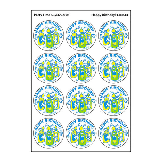 Stinky Stickers Happy Birthday Party Time Scent (Pack of 12)