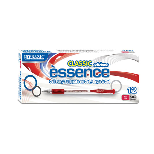 12Ct Essence Red Gel Pen with  Cushion Grip (Pack of 12)