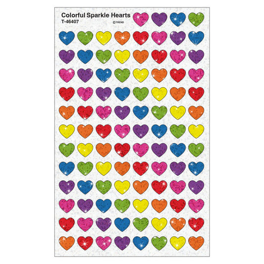 Colorful Hearts Sparkle Stickers 400Ct (Pack of 12)