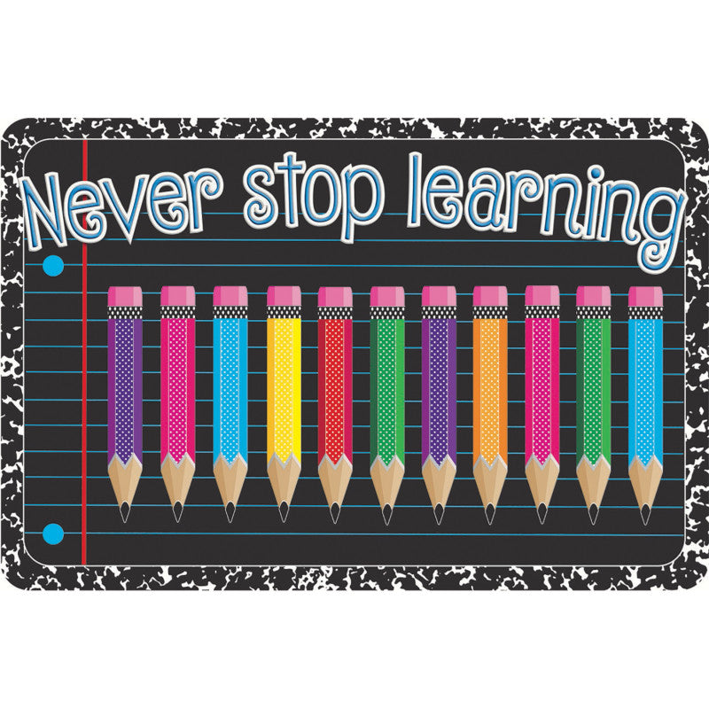 Welcome Mat Never Stop Learning 15.5 X 23.5In (Pack of 2)