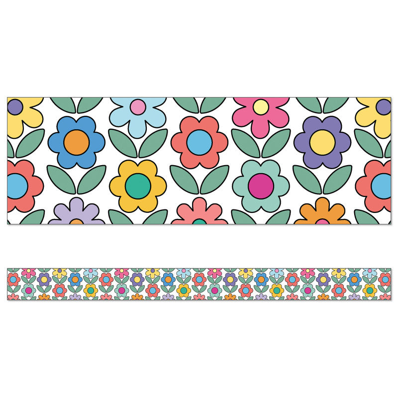 Flowers Straight Borders Happily Ever Elementary Retro Remx (Pack of 10)