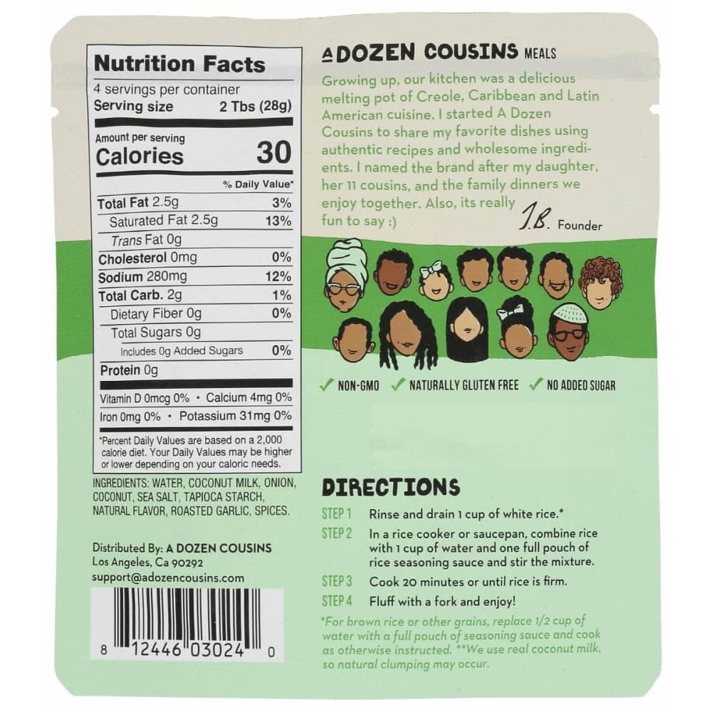 A DOZEN COUSINS Grocery > Cooking & Baking > Seasonings A DOZEN COUSINS: Caribbean Coconut Rice Seasoning Sauce, 4 oz