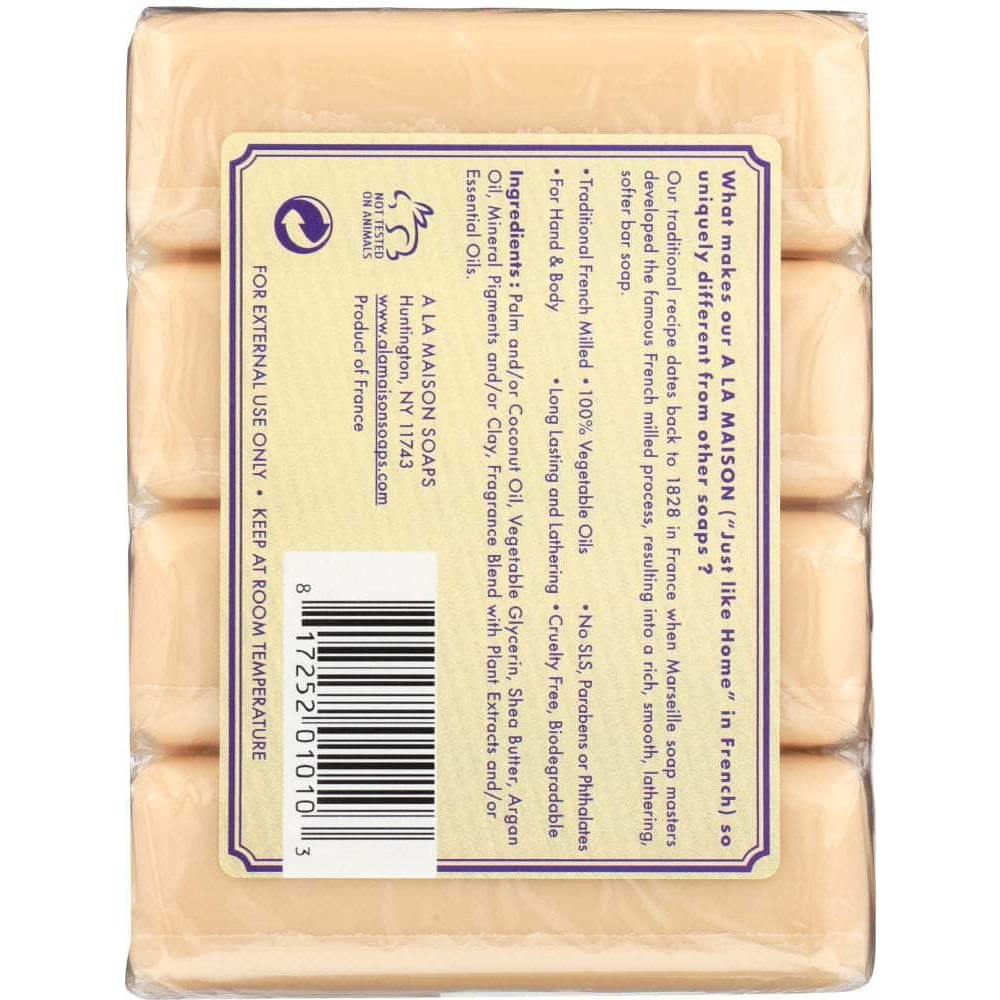 A LA MAISON DE PROVENCE A La Maison De Provence Traditional French Milled Bar Soap Value Pack Lavender Flowers 4 Bars, 14 Oz