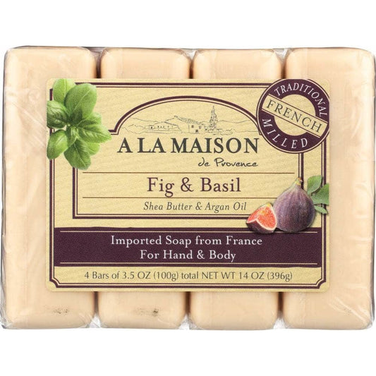 A LA MAISON DE PROVENCE A La Maison Fig & Basil Bar Soap 4 Bars Value Pack, 14 Oz