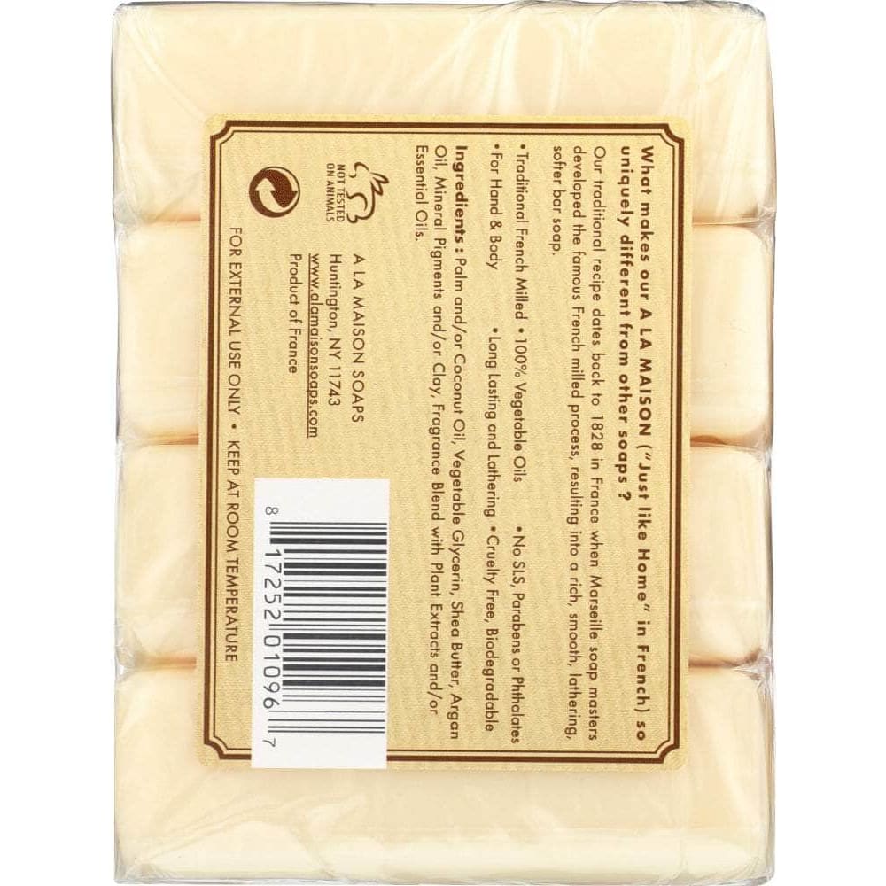 A LA MAISON DE PROVENCE A La Maison Sweet Almond Bar Soap 4 Bars Value Pack, 14 Oz
