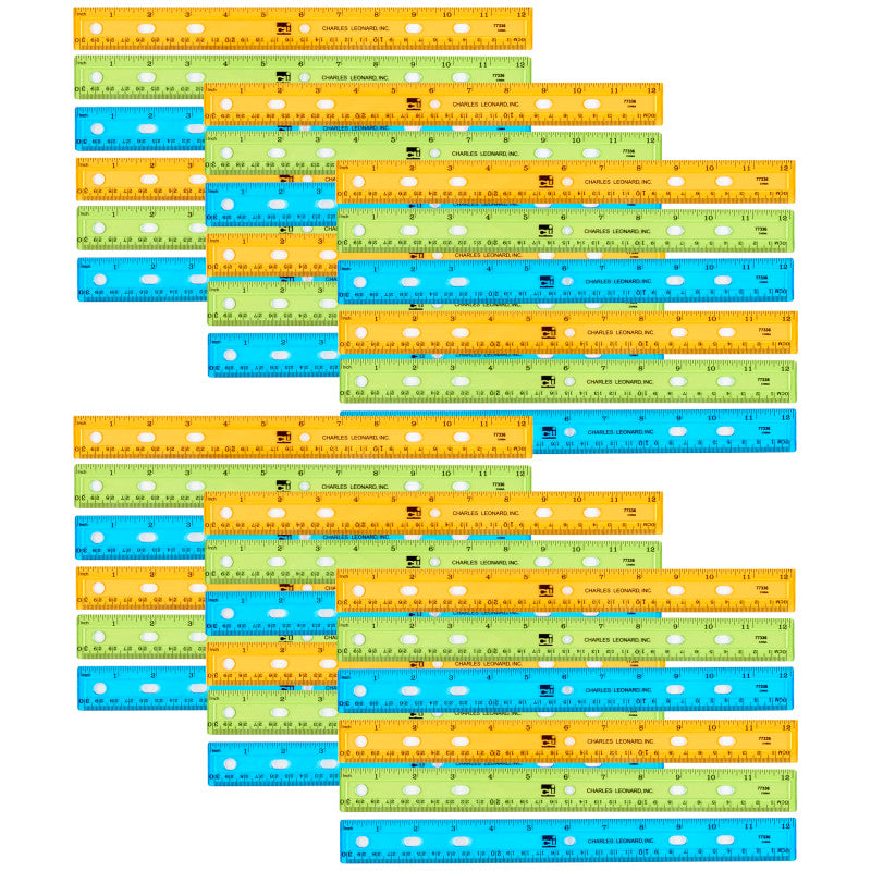 36Pk 12In Plastic Ruler Asst Colors (Pack of 2)