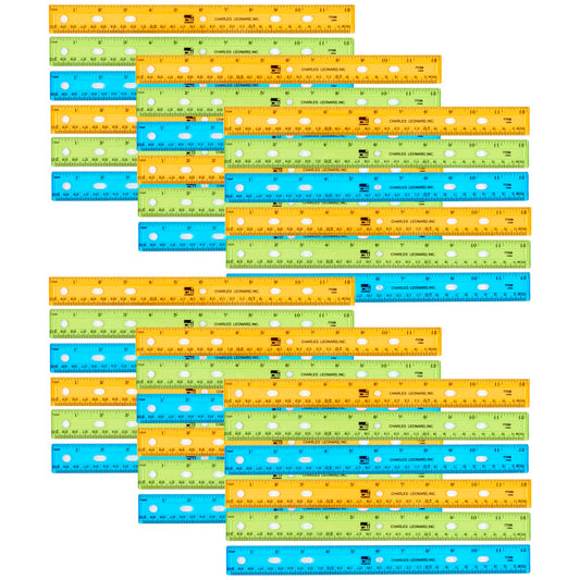 36Pk 12In Plastic Ruler Asst Colors (Pack of 2)