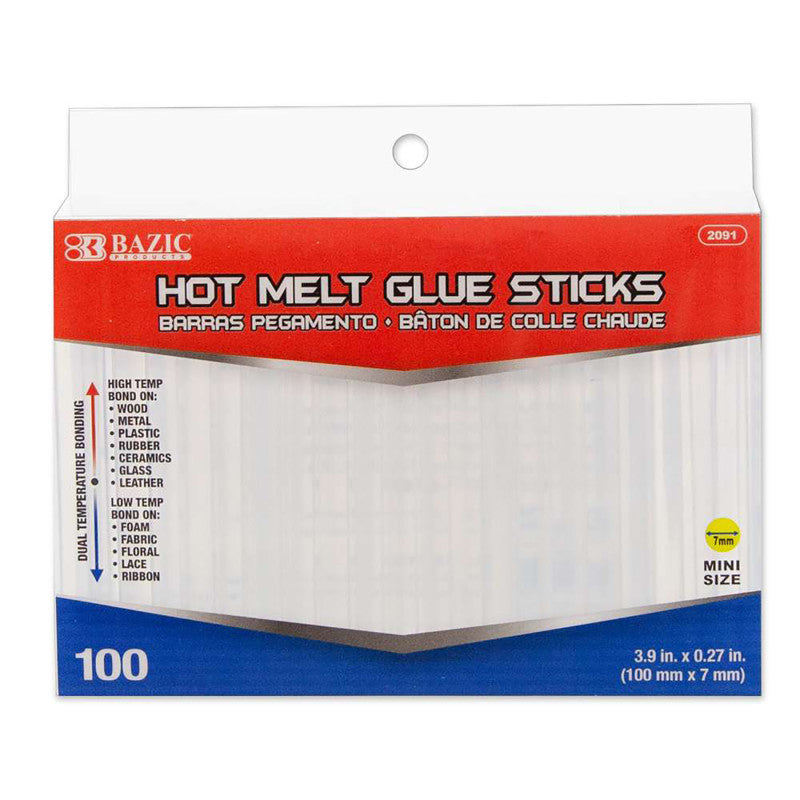 Dual Temp Mini Hot Glue Stick 100Ct 3.9 X 0.27In (Pack of 6)