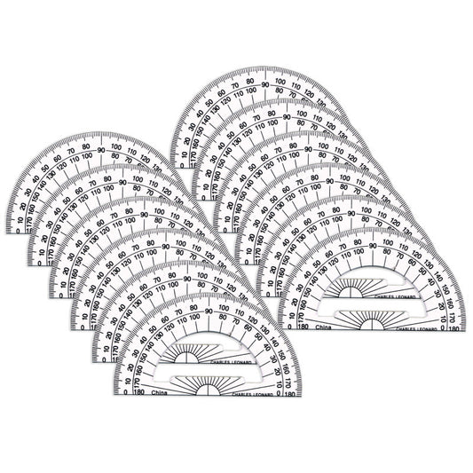 12Pk 4 Inch Protractor Plastic (Pack of 10)