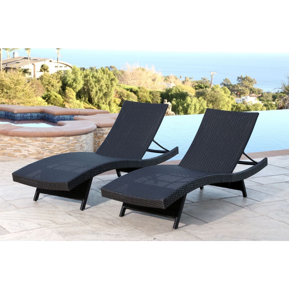 Abbyson Living Alesso Outdoor Chaise Lounges 2 pk. - Black - Home/Lawn & Garden/Patio Furniture/Outdoor Lounge Chairs/ - Abbyson Living