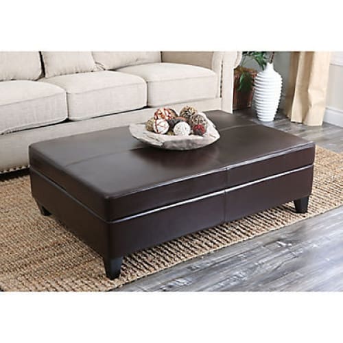 Abbyson Living Greenwood Leather Storage Flip-Top Ottoman - Dark Brown - Home/Home/Big Home Savings/Furniture Savings/ - Abbyson Living