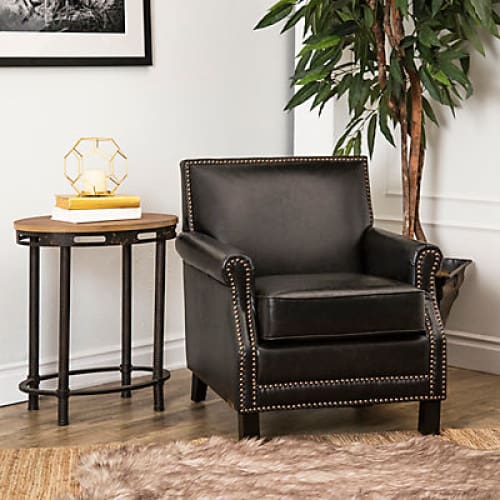 Abbyson Living Skye Antique Leather Club Chair - Black - Home/Seasonal/New Year/Home Refresh/ - Abbyson Living
