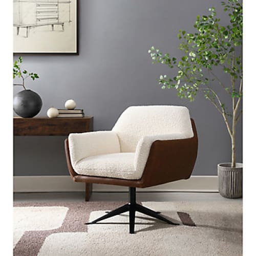Abbyson Sterling Two Toned Swivel Accent Chair with Auto Return Base - Brown - Home/Furniture/Living Room Furniture/Chairs & Recliners/ -