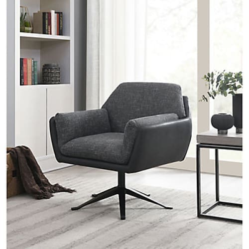 Abbyson Sterling Two Toned Swivel Accent Chair with Auto Return Base - Gray - Home/Furniture/Living Room Furniture/Chairs & Recliners/ -