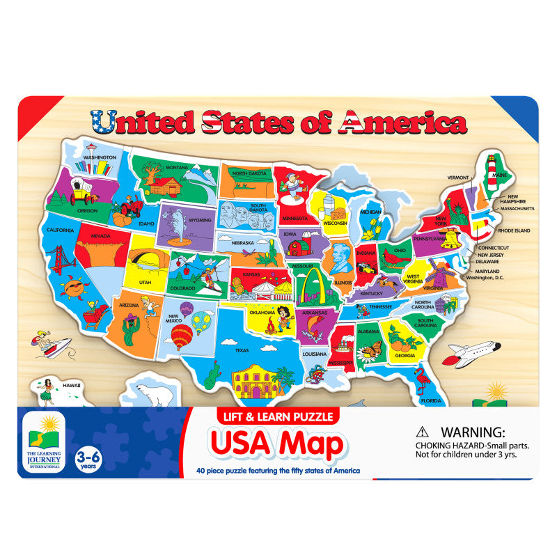 Lift & Learn Usa Map Puzzle (Pack of 6)