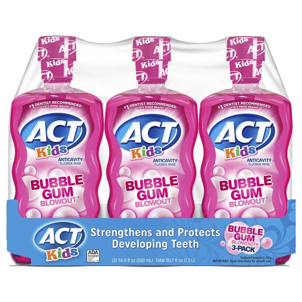 ACT Kids Bubblegum Blowout Anti-Cavity Rinse 3 ct./16.9 oz. - ACT