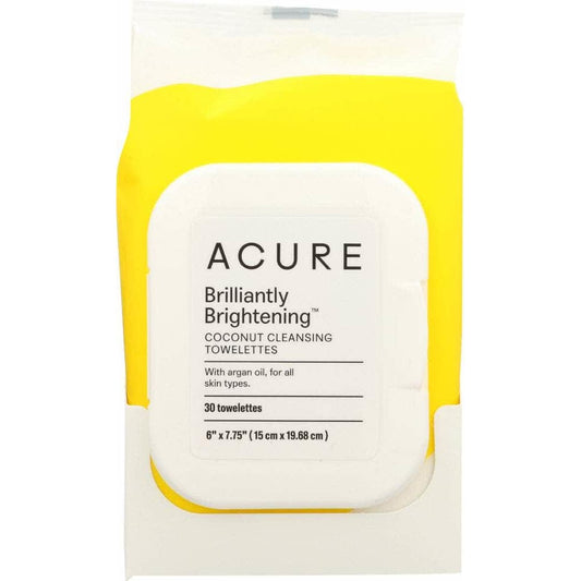 Acure Acure Brilliantly Brightening Coconut Cleansing Towelettes, 30 Towelettes