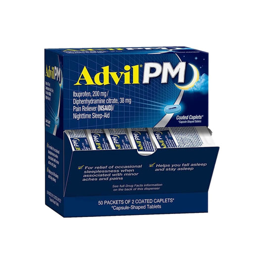 Advil PM - Pain Reliever / Nightime Sleep Aid Coated Caplet 50 ct ea - Health Care - Advil