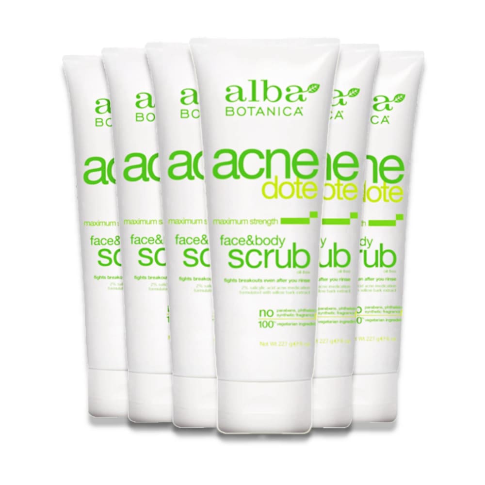 Alba Botanica Acnedote Face & Body Scrub Maximum Strength 8 ounces - 6 Packs - Facial Cleansers - ALBA BOTANICA