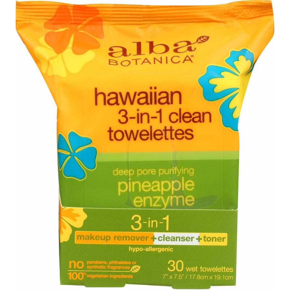 ALBA BOTANICA Alba Botanica Hawaiian 3-In-1 Clean Towelettes, 30 Count