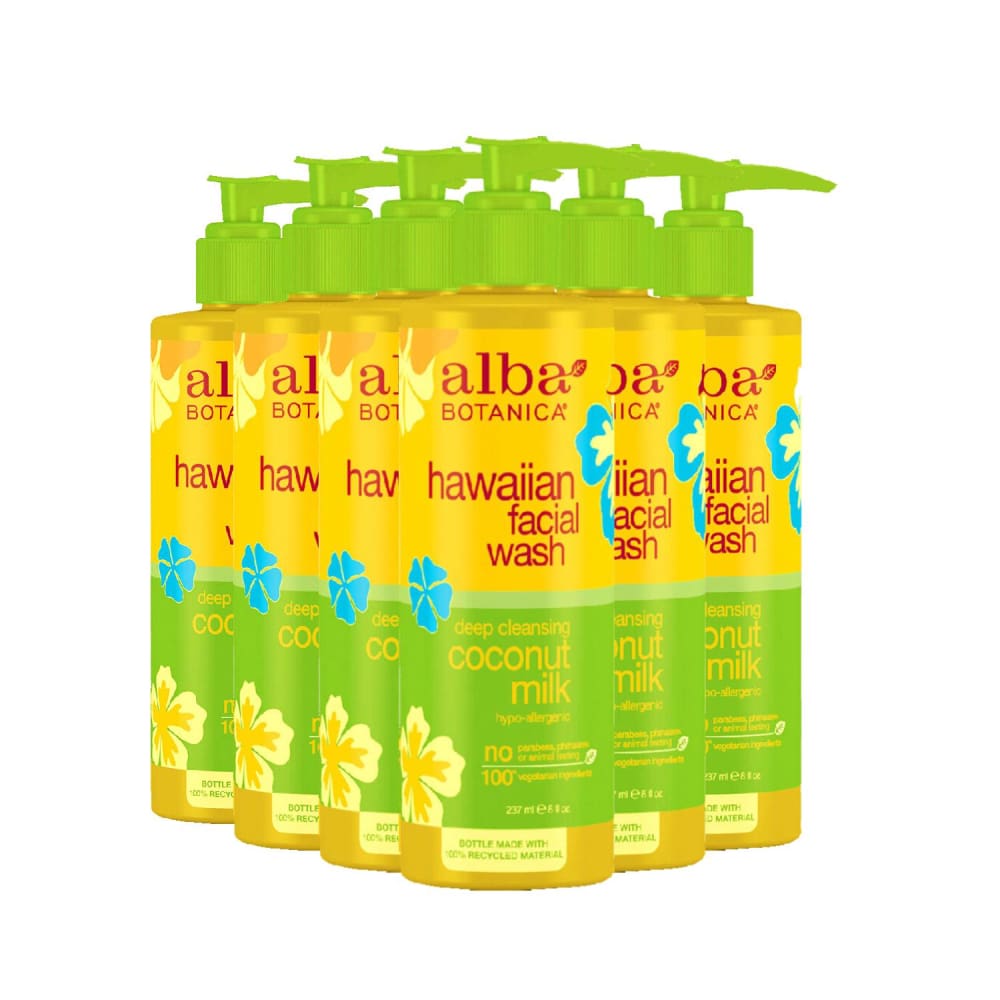 Alba Botanica Hawaiian Coconut Milk Facial Wash 8 oz- 6 Packs - Cleanser - ALBA BOTANICA