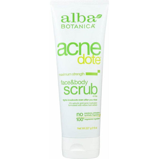 ALBA BOTANICA Alba Botanica Natural Acne Dote Face & Body Scrub Oil-Free, 8 Oz