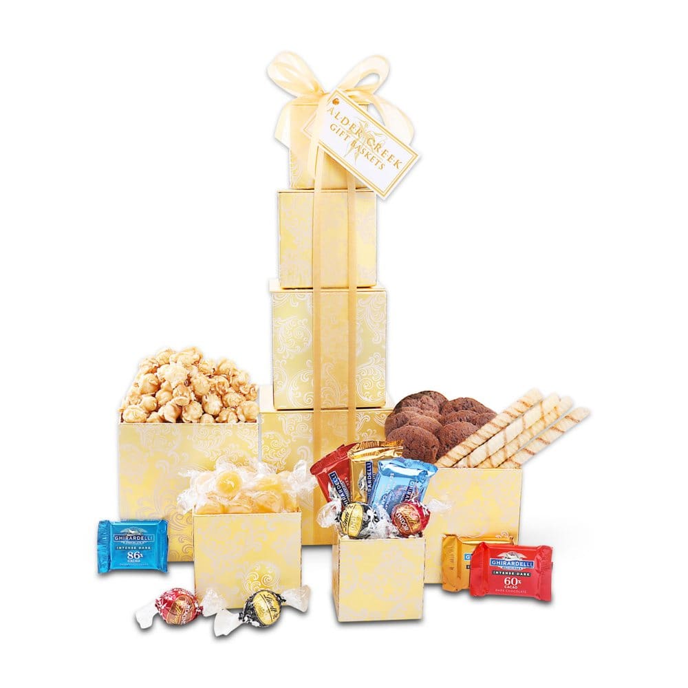 Alder Creek Gift Baskets Golden Decadence Holiday Tower - Gift Baskets - ShelHealth