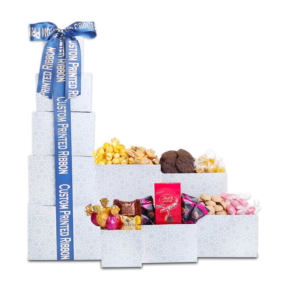 Alder Creek Gift Baskets Ultimate Holiday Gift Tower - Custom Print (Min. order 36) - Gift Towers - ShelHealth