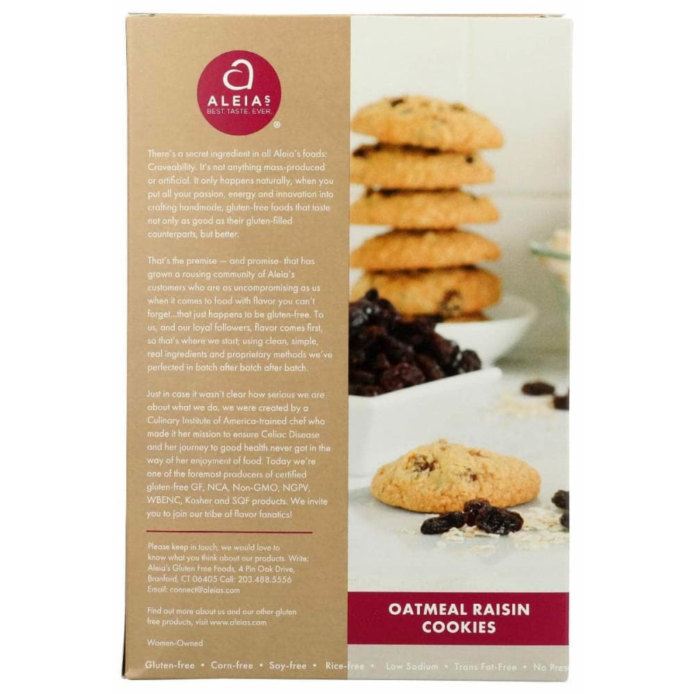 ALEIAS Grocery > Snacks > Cookies ALEIAS: Gluten Free Oatmeal Raisin Cookies, 9 oz