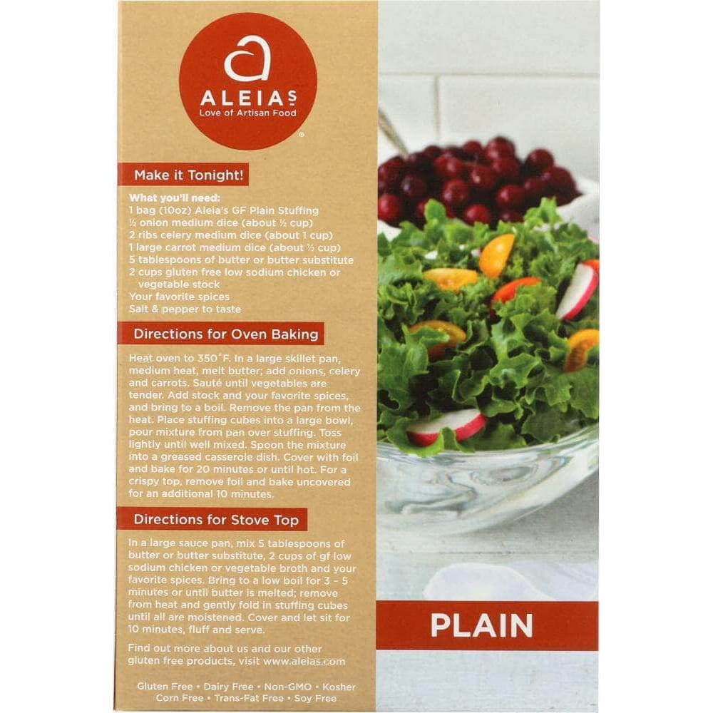 Aleias Aleias Stuffing Mix Plain Gluten Free, 10 oz