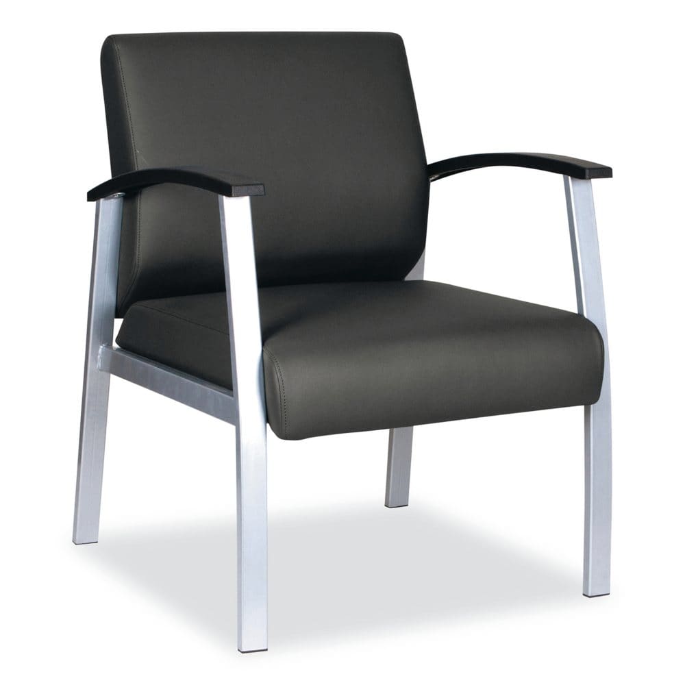 Alera Metal Lounge Series Mid-Back Guest Chair Black - Guest & Reception Furniture - Alera