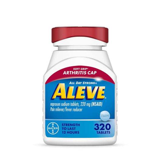 Aleve Naproxen Sodium Pain Reliver Tablets Soft Grip Arthritis Cap (320 ct.) - HSA & FSA - Medicine Cabinet - Aleve
