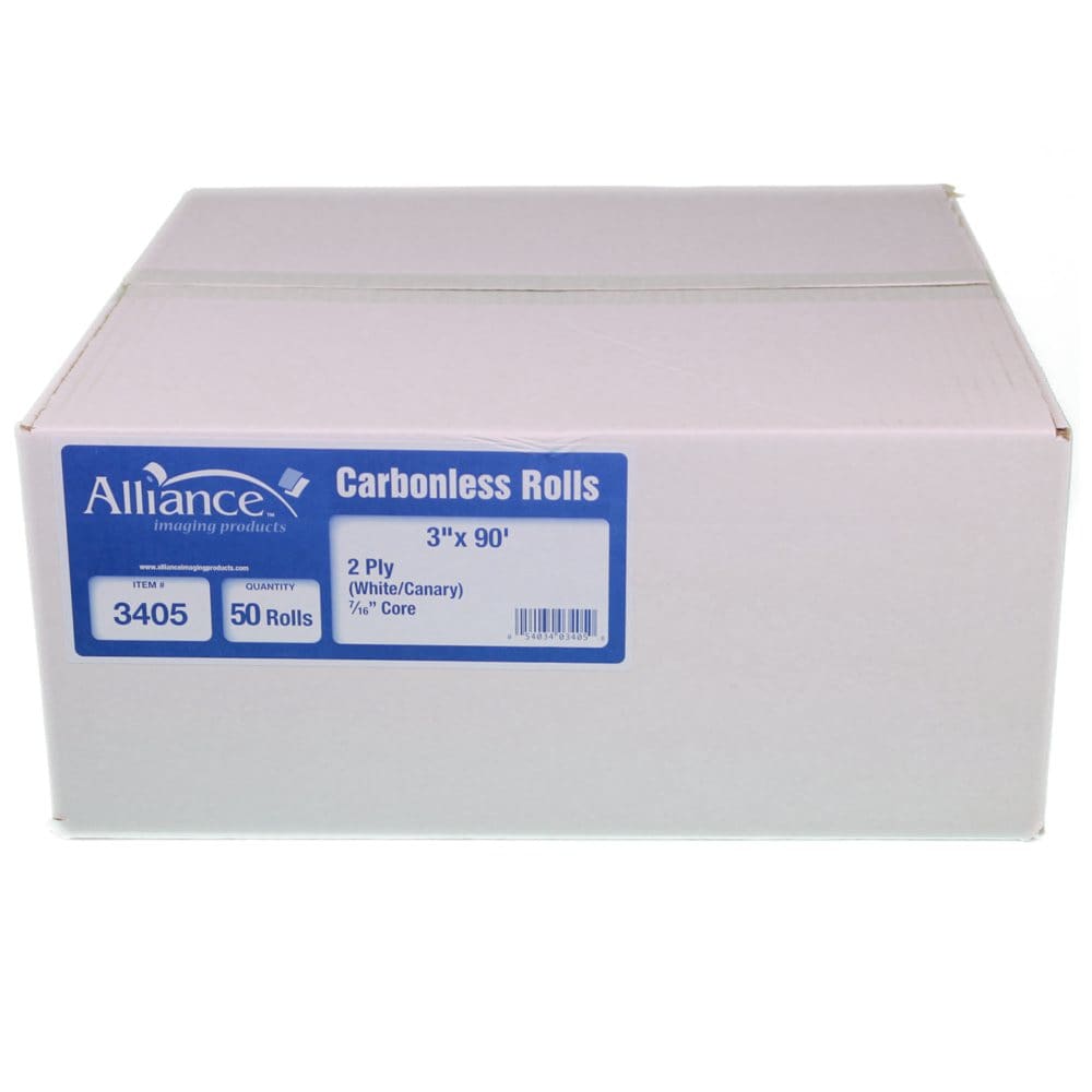 Alliance 2-Ply Carbonless Receipt Rolls 3x90’ White/Canary 50 Rolls - Copy & Multipurpose Paper - Alliance