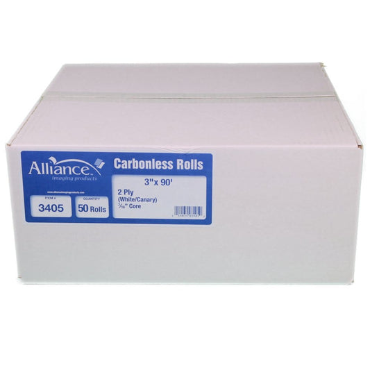Alliance 2-Ply Carbonless Receipt Rolls 3x90’ White/Canary 50 Rolls - Copy & Multipurpose Paper - Alliance