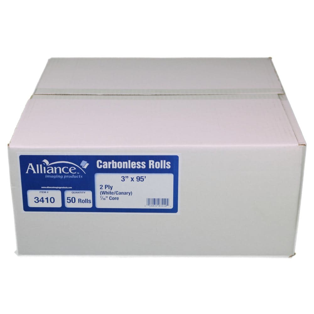 Alliance 2-Ply Carbonless Receipt Rolls 3x95’ White/Canary 50 Rolls - Copy & Multipurpose Paper - Alliance
