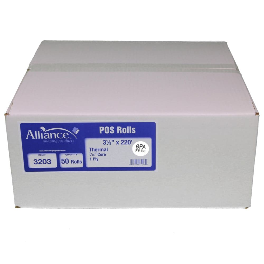 Alliance BPA Free Thermal Paper Receipt Rolls 3 1/8 x 220’ White 50 Rolls - Copy & Multipurpose Paper - Alliance