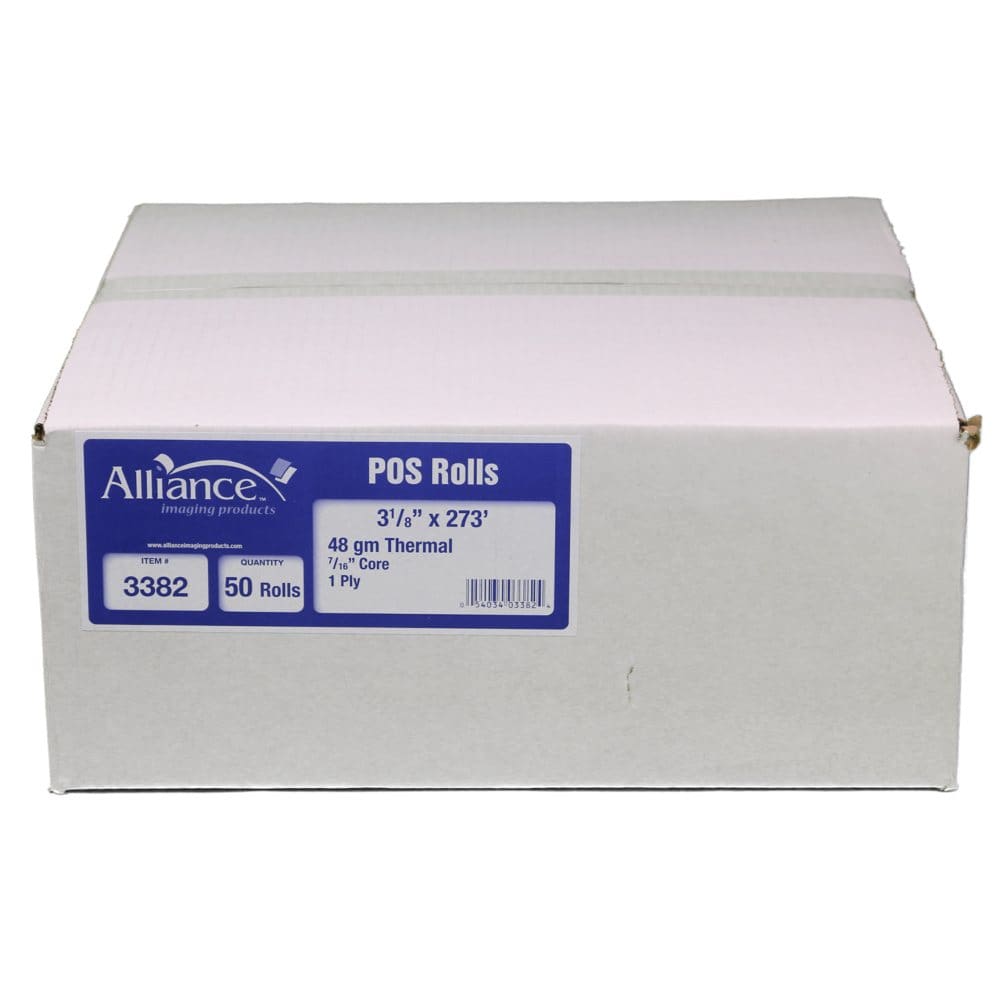Alliance Thermal Paper Receipt Rolls 3 1/8 x 273 50 Rolls - Copy & Multipurpose Paper - Alliance