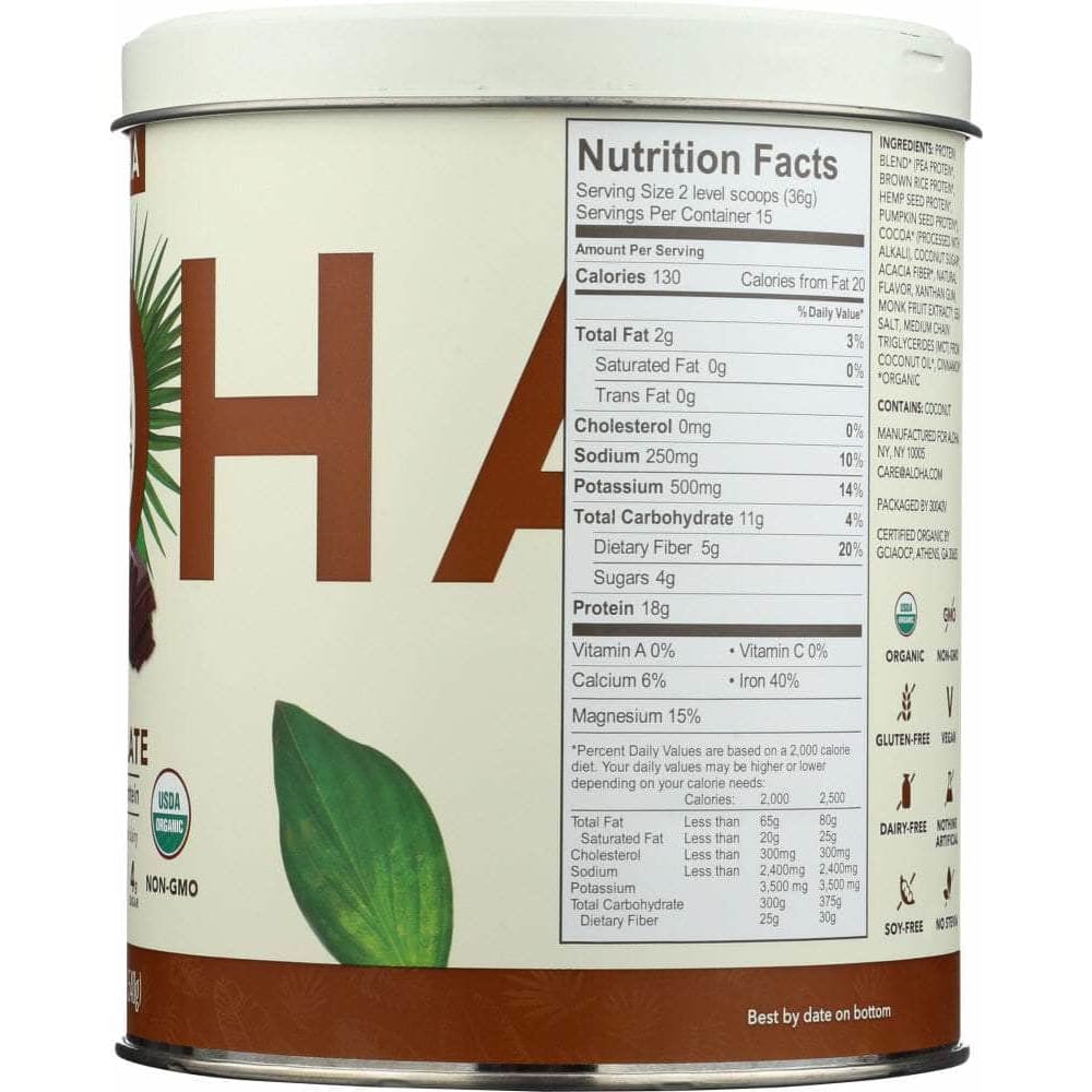 ALOHA Vitamins & Supplements > Protein Supplements & Meal Replacements ALOHA: Protein Powder Chocolate, 19.6 oz